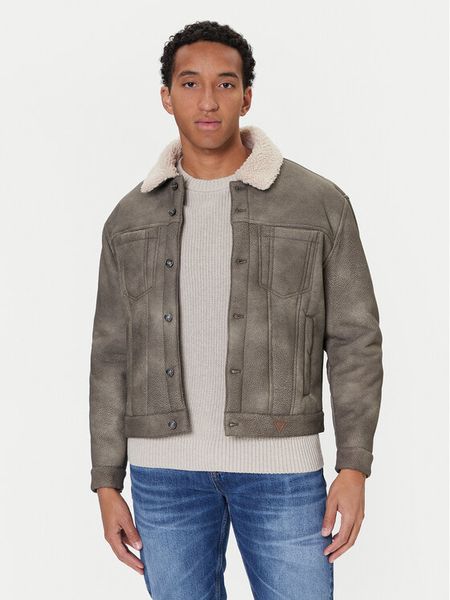 Guess Kurtka z imitacji skóry M5BL0I W2500 Brązowy Regular Fit. Brązowe kurtki męskie Guess, l, z aplikacjami, ze skóry, bez ramiączek, bez kaptura. Za 869.99 zł.