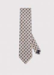 PAKO LORENTE - Beżowy krawat w mikrowzór. Brązowe krawaty i muchy męskie Pako Lorente, bez wzorów, z poliesteru. Za 99.99 zł.