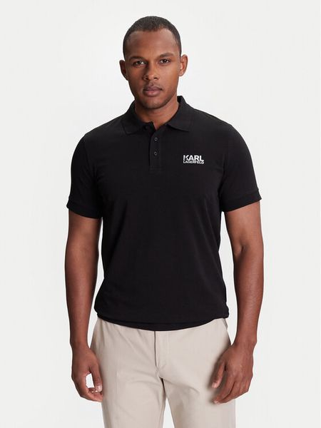 KARL LAGERFELD Polo 745088 553235 Czarny Regular Fit. Czarne koszulki polo męskie KARL LAGERFELD, l, bez wzorów, z bawełny, bez kołnierzyka, bez ramiączek. Za 269.99 zł.