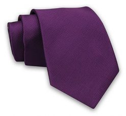 Fioletowy Elegancki Klasyczny Męski Krawat -Angelo di Monti- 7 cm, Jednokolorowy, w Delikatne Prążki. Fioletowe krawaty i muchy męskie Angelo di Monti, bez wzorów, z tkaniny, eleganckie. Za 45.00 zł.