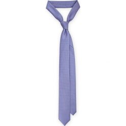 Krawat Błękitny Wzór Geometryczny. Niebieskie krawaty i muchy męskie marki LANCERTO, w geometryczne wzory, z mikrofibry, eleganckie. Za 79.90 zł.