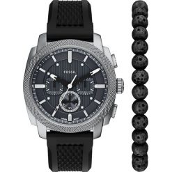 Fossil Mężczyźni zestaw prezentowy Machine Zegarki 1 ct Męskie. Czarne zegarki męskie Fossil, z materiału, srebrne. Za 891.99 zł.