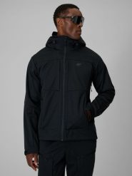 4F Kurtka softshell wiatroodporna membrana 8000 męska - czarna M. Czarne kurtki softshell męskie 4f, l, bez wzorów, z materiału, bez kaptura, trekkingowe. Za 499.99 zł.