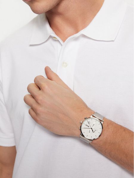 BOSS Zegarek Skymaster 1513933 Srebrny. Szare, analogowe zegarki męskie Boss, srebrne. Za 819.99 zł.