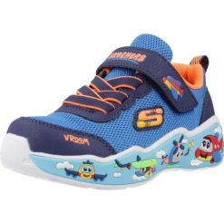 Buty SKECHERS PLAY SCENE Niebieski. Niebieskie buty trekkingowe męskie Skechers, bez wzorów, z syntetyku, bez zapięcia, trekkingowe, skechers sport. Za 192.83 zł.
