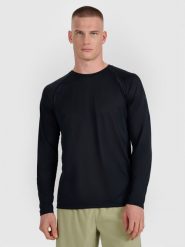 4F Longsleeve do biegania szybkoschnący męski - czarny L. Czarne t-shirty sportowe męskie 4f, l, bez wzorów, z materiału, klasyczne, bez ramiączek. Za 149.99 zł.