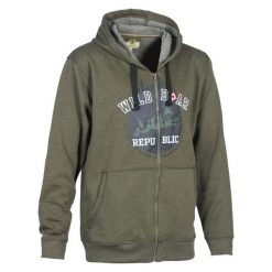 Bluza z kapturem i zamkiem błyskawicznym PERCUSSION Wild Boar Republic. Zielone bluzy z kapturem męskie PERCUSSION, bez wzorów, z kapturem. Za 221.50 zł.