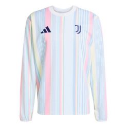 Długi rękaw koszulka przedmeczowa Juventus Turyn 2025/26. Białe koszulki męskie z długim rękawem ADIDAS, bez wzorów, sportowe, bez kołnierzyka, bez ramiączek. W wyprzedaży za 410.00 zł.