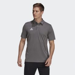 Koszulka polo do piłki nożnej męska Adidas Entrada 22 Polo z krótkim rękawem. Szare koszulki polo męskie ADIDAS, m, bez wzorów, sportowe, bez kołnierzyka, bez ramiączek. Za 75.00 zł.