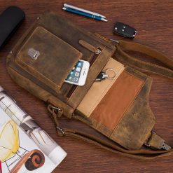 Torba męska skórzana na ramię zgrabna brązowa elegancka Beltimore N10. Brązowe torby męskie na ramię bez wzorów, eleganckie, na ramię. Za 289.90 zł.