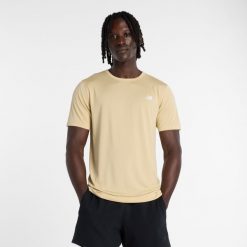 Koszulka męska New Balance MT61O0U4ABC – żółta. Żółte t-shirty sportowe męskie New Balance, l, bez wzorów, z materiału, sportowe, bez ramiączek. Za 129.99 zł.