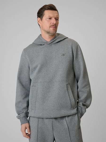 4F Bluza dresowa regular z kapturem męska - szara M. Szare bluzy nierozpinane męskie 4f, m, bez wzorów, z dresówki, z kapturem. Za 249.99 zł.