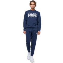 Spodnie dresowe o klasycznym kroju Punch Rathven. Niebieskie spodnie dresowe męskie Lonsdale, bez wzorów, z dresówki, długie. Za 230.50 zł.