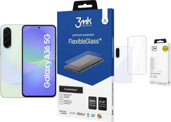 Smartfon Samsung Galaxy A36 5G 8/256GB Zielony (SM-A366BLGGEUE) + FlexibleGlass + Etui Clear Case. Zielone smartfony SAMSUNG. Za 1,369.00 zł.