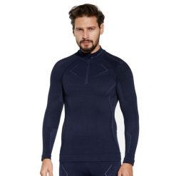 Bluza męska z krótkim ekspresem wełniana Brubeck EXTREME MERINO. Niebieskie bluzy nierozpinane męskie Brubeck, m, bez wzorów, z wełny, bez ramiączek, bez kaptura. Za 462.49 zł.