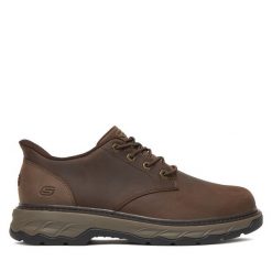 Półbuty Skechers. Brązowe codzienne półbuty męskie Skechers, bez wzorów, bez obcasa, bez zapięcia. Za 359.99 zł.