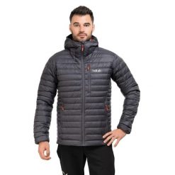 Kurtka puchowa męska Rab Microlight Alpine Jacket z kapturem. Brązowe kurtki narciarskie i snowboardowe męskie RAB, na zimę, m, bez wzorów, z puchu, z kapturem, narciarskie. Za 697.96 zł.