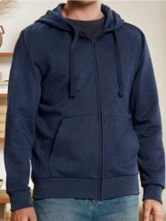 Rozpinana bluza z kapturem i kieszeniami - granatowy. Niebieskie bluzy z kapturem męskie Sinsay, l, bez wzorów, z kapturem. Za 49.99 zł.