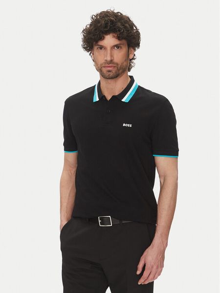 BOSS Polo Paddy Ap Heritage 50538101 Czarny Regular Fit. Czarne koszulki polo męskie Boss, m, bez wzorów, z bawełny, bez kołnierzyka, bez ramiączek. Za 249.99 zł.