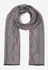 Szaro-Fioletowy Szalik Abell. Fioletowe szaliki męskie Born2be, na zimę, z aplikacjami, z wiskozy, eleganckie. Za 29.99 zł.