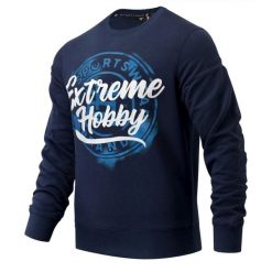 Bluza męska EXTREME HOBBY BADGE. Niebieskie bluzy nierozpinane męskie EXTREME HOBBY, l, bez wzorów, z bawełny, klasyczne, bez ramiączek, bez kaptura. Za 229.00 zł.