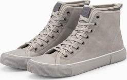 Ombre Wysokie buty męskie trampki z dekoracyjną lamówką popielate V3 OM-FOTH-0158 44. Szare trampki męskie Ombre, bez wzorów, bez zapięcia. Za 169.99 zł.