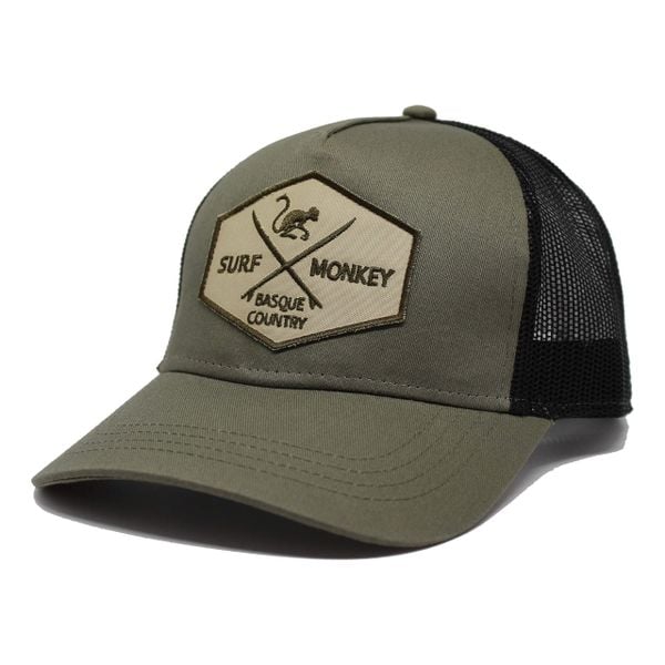 Czapka Trucker - 5 Paneli / Dorośli / Jeden Rozmiar (Oliwkowy/Czarny). Zielone czapki męskie SURF MONKEY, bez wzorów, sportowe. Za 159.95 zł.
