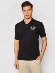La Martina Polo CCMP01 PK001 Czarny Regular Fit. Czarne koszulki polo męskie La Martina, m, bez wzorów, z bawełny, bez kołnierzyka, bez ramiączek. Za 309.99 zł.