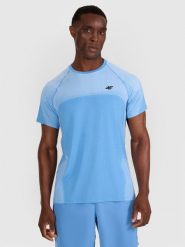 4F Koszulka treningowa szybkoschnąca męska - niebieska XL. Niebieskie t-shirty sportowe męskie 4f, m, bez wzorów, z materiału, klasyczne, bez ramiączek. Za 139.99 zł.