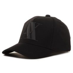 Czapka z daszkiem Armani Exchange. Czarne czapki męskie Armani Exchange, bez wzorów. Za 189.99 zł.
