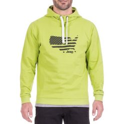 Bluza w kolorze limonkowym. Zielone bluzy nierozpinane męskie marki Jeep, m, z kapturem. W wyprzedaży za 119.95 zł.