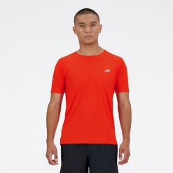 Koszulka męska New Balance MT41281NEF – czerwona. Czerwone t-shirty sportowe męskie New Balance, m, bez wzorów, z materiału, sportowe, bez ramiączek. Za 99.99 zł.