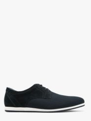 Granatowe półbuty męskie. Niebieskie eleganckie półbuty męskie Ryłko, ze skóry, sportowe, bez obcasa, bez zapięcia. W wyprzedaży za 229.99 zł.