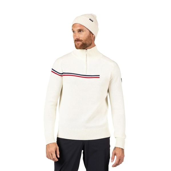 Sweter zapinany na zamek Rossignol Odysseus. Białe swetry męskie Rossignol, bez wzorów, z wełny, bez kołnierzyka, bez ramiączek. Za 1,110.50 zł.