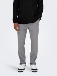 Only & Sons Chinosy 22026242 Szary Regular Fit. Szare eleganckie spodnie męskie Only & Sons, bez wzorów, z syntetyku. Za 219.99 zł.