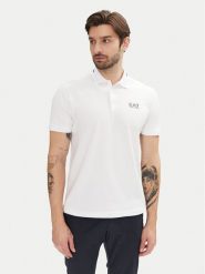 EA7 Emporio Armani Polo 7M000184 AF13511 U0002 Biały Slim Fit. Białe koszulki polo męskie EA7 Emporio Armani, l, bez wzorów, z bawełny, bez kołnierzyka, bez ramiączek. Za 229.99 zł.