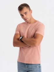 T-shirt męski bawełniany BASIC - różowy V9 - Rozmiar: XL. Czerwone t-shirty męskie Ombre Clothing, m, bez wzorów, z bawełny, bez kołnierzyka, bez ramiączek. W wyprzedaży za 19.99 zł.