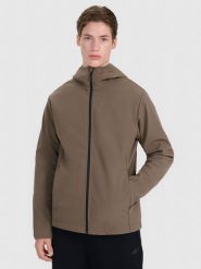 4F Kurtka softshell wiatroodporna membrana 5000 męska - brązowa XL. Brązowe kurtki męskie 4f, m, bez wzorów, z dzianiny, z kapturem, windstopper. W wyprzedaży za 199.99 zł.