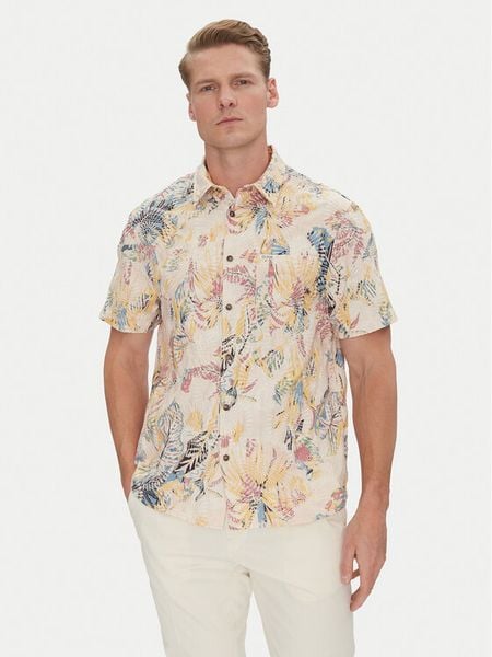 Guess Koszula M5GH42 WH800 Beżowy Regular Fit. Brązowe koszule męskie Guess, m, z aplikacjami, z syntetyku, bez kołnierzyka, bez ramiączek. Za 239.99 zł.