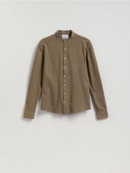 Koszula super slim z bawełny egipskiej - ciemnozielony. Zielone koszule męskie Reserved, l, bez wzorów, z bawełny, bez kołnierzyka, bez ramiączek. Za 129.99 zł.