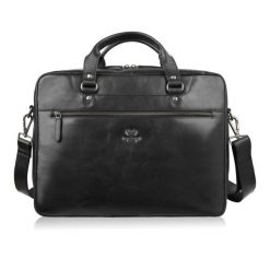 Torba męska na ramię do ręki skórzana na laptopa dokumenty A4 czarna pojemna Paolo Peruzzi SL-08-BL. Czarne torby na laptopa męskie bez wzorów, ze skóry, matowe. Za 439.00 zł.