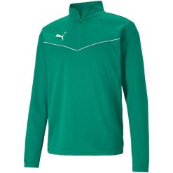 Bluza piłkarska męska Puma teamRISE 1 4 Zip Top. Zielone bluzy nierozpinane męskie Puma, m, bez wzorów, sportowe, bez ramiączek, bez kaptura. Za 174.45 zł.