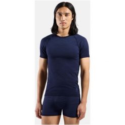 Koszulka męska Odlo BL TOP crewa neck s/s PERFORMANCE LIGHT. Niebieskie bielizna termoaktywna męska Odlo, m, bez wzorów, bez ramiączek. Za 223.25 zł.