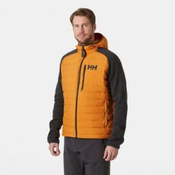 Kurtka z kapturem Helly Hansen Arctic Ocean Hybrid Insulator. Brązowe kurtki męskie Helly Hansen, bez wzorów, z puchu, sportowe, bez ramiączek, z kapturem. Za 747.00 zł.