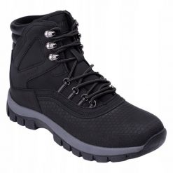 Męskie Buty Turystyczne Blazi Mid Cut. Czarne buty trekkingowe męskie Hi-tec, bez wzorów, sportowe, bez obcasa, bez zapięcia. Za 217.99 zł.