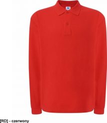 JHK PORA210LS - polo męskie długi rękaw, dwa guziki, boczne rozcięcia, dłuższe na pleach, 100% bawełna 200 - 210g - czerwony S. Czerwone koszulki męskie z długim rękawem JHK, m, bez wzorów, z bawełny, bez kołnierzyka, bez ramiączek. Za 42.63 zł.