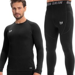 Beon Zestaw termoaktywny Beon Skin Pro MEN Quantum Black (M). Czarne bielizna termoaktywna męska Beon, m, bez wzorów, bez ramiączek. Za 99.90 zł.