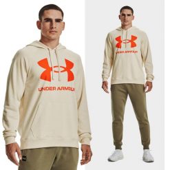 Bluza fitness męska UNDER ARMOUR Rival Fleece z kapturem. Brązowe bluzy z kapturem męskie Under Armour, m, bez wzorów, z kapturem. W wyprzedaży za 170.90 zł.