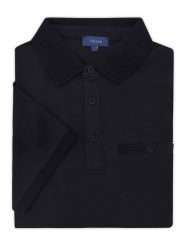 Czarna męska bawełniana koszulka polo - KP30. Czarne koszulki polo męskie m, bez wzorów, z bawełny, biznesowe, bez kołnierzyka, bez ramiączek. W wyprzedaży za 148.50 zł.