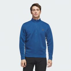 Zakładana przez głowę bluza Ultimate365 Dwr Textured Quarter Zip. Niebieskie bluzy nierozpinane męskie ADIDAS, xs, bez wzorów, z materiału, sportowe, bez ramiączek, bez kaptura. Za 329.00 zł.